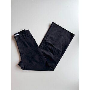 ZARA Marine Straight Black Stretch Denim High Waisted Wide Leg Jeans, Size 4/26
